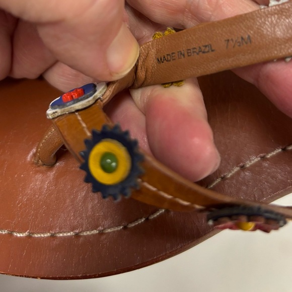 Tory Burch brown sandals with flower applique size 7.5 - Picture 5 of 5